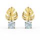 Swarovski Tropical Pierced Earrings, Gold-tone plated tropical leaves